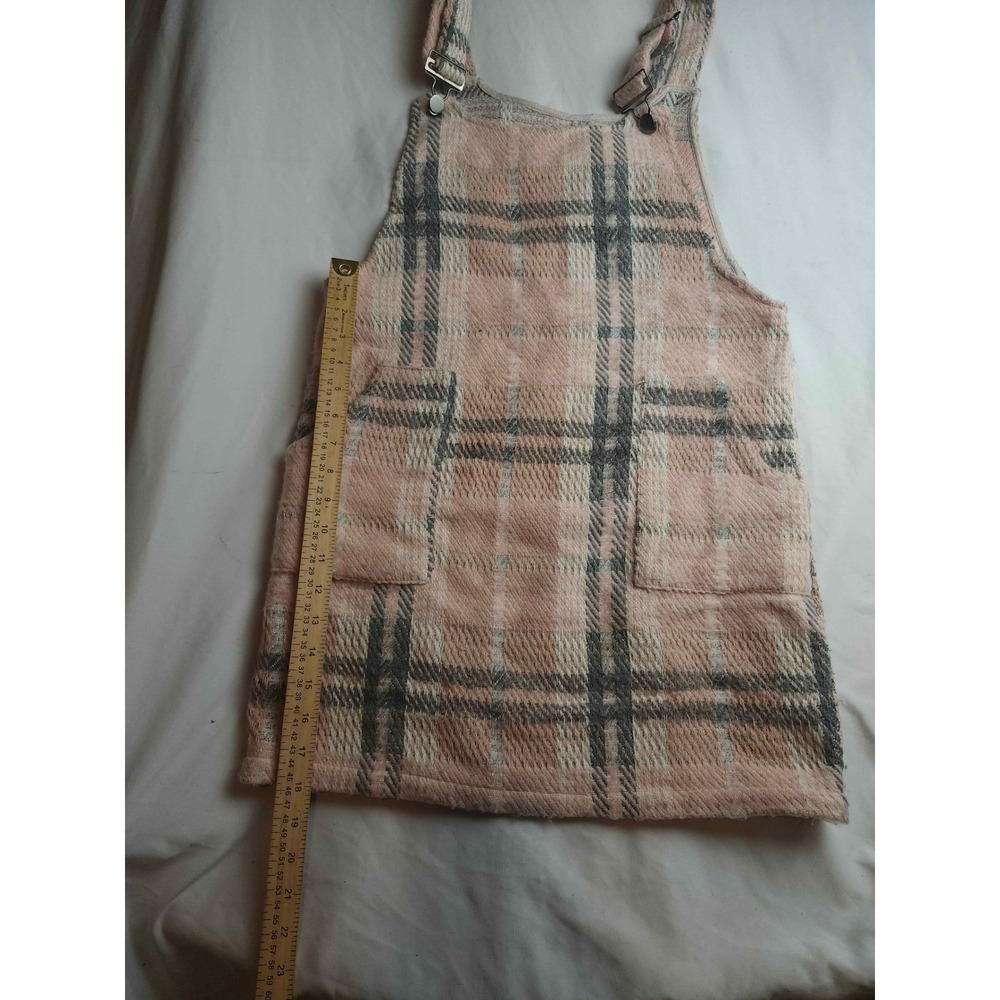 Paper Crane Pink Plaid Wool Blend Pinafore Mini Dress Small - Picture 3 of 9
